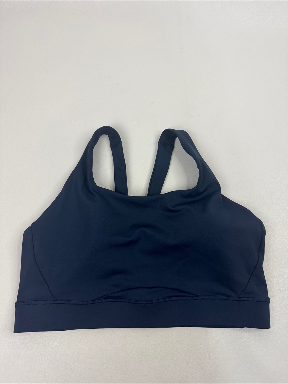 Athleta Navy Blue High-Neck Sports Bra Racerback Padded cups New